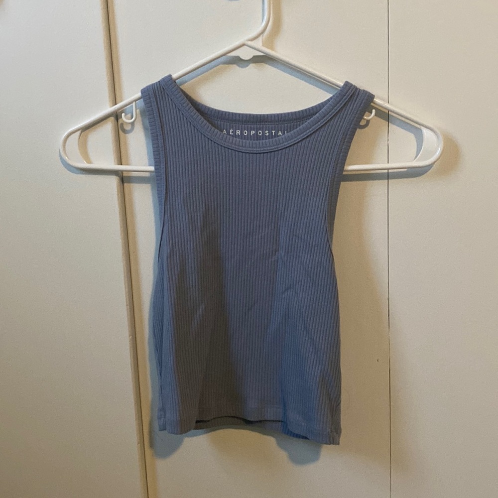 blue AEROPOSTALE cropped/tight tank top, cotton, new condition, stretchy.